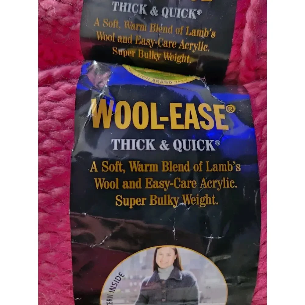 Lion Brand Wool Ease Thick & Quick Yarn Lot 2 Raspberry Super Bulky Wool
